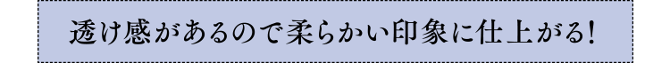 透け感があるので柔らかい印象に仕上がる！